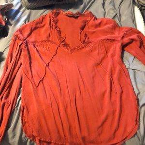 Express peasant top with lace inset